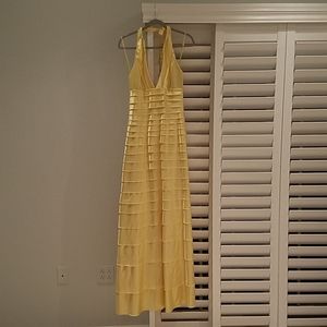 Beautiful bcbg canary yellow halter gown